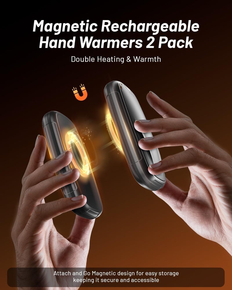 Aililan Hand Warmers Rechargeable 2 Pack, 3-Settings Rechargeable Hand Warmer, AI Smart Heating, Pocket Portable Electric Hands Warmer, Magnetic Handwarmers, A Winter for Kids and Loved Ones - Image 3